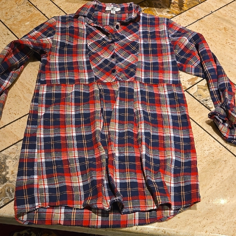 Plaid Ladies Dress Tunic - Red and Blue